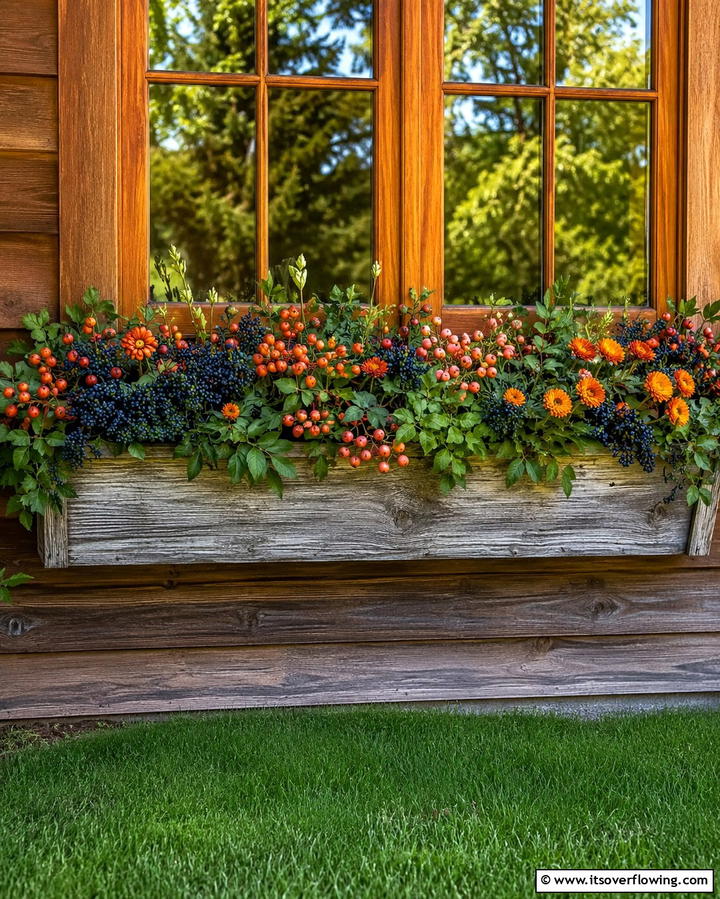 Rustic Berry Bounty - 30 Fall Window Box Ideas for Autumn-Inspired Floral Displays