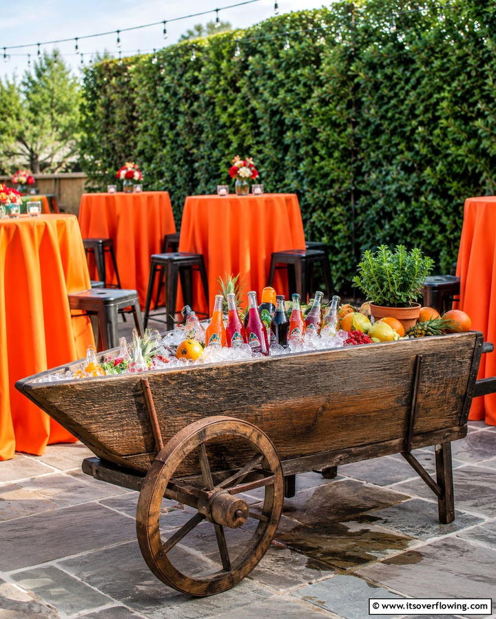 Rustic Beverage Cart - 25 Old Wheelbarrow Ideas for Unique and Creative Garden Decor