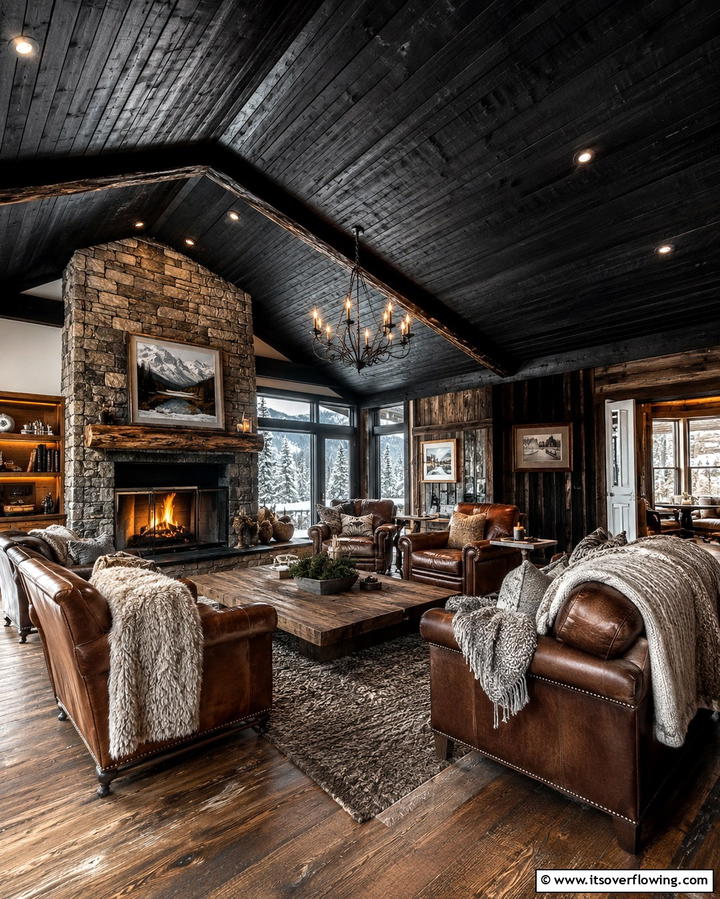 Rustic Black Wooden Ceiling - 30 Modern Black Ceiling Design Ideas for Dramatic Interiors