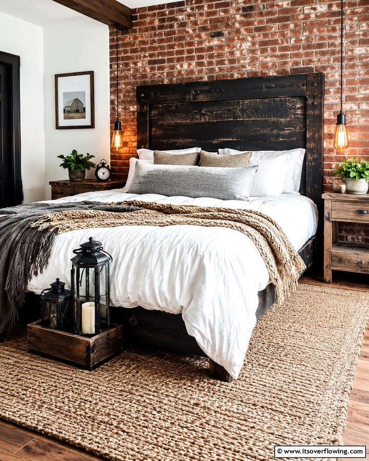 Rustic Black Wooden Headboard - 25 Black Headboard Bedroom Ideas for a Bold Statement