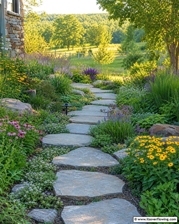 Rustic Bluestone Walkway with Uneven Edges - 25 Bluestone Walkway Ideas for Your Garden