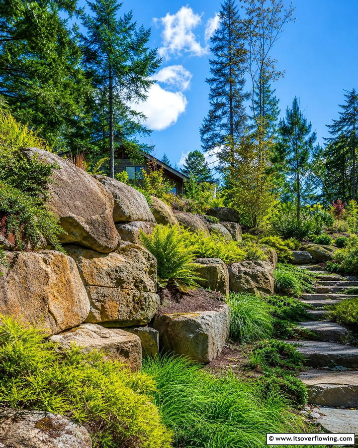Rustic Boulder Retaining Wall - 20 Natural Rock Retaining Wall Ideas for a Stunning Yard