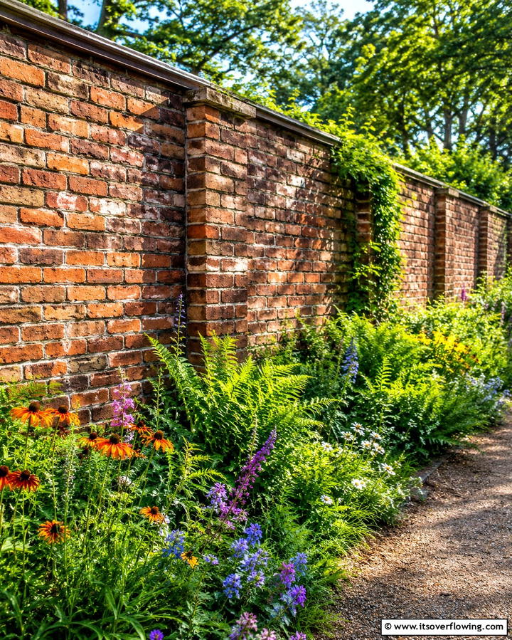 Rustic Brick Border - 30 Classic Brick Fence Ideas for Timeless Outdoor Security & Charm