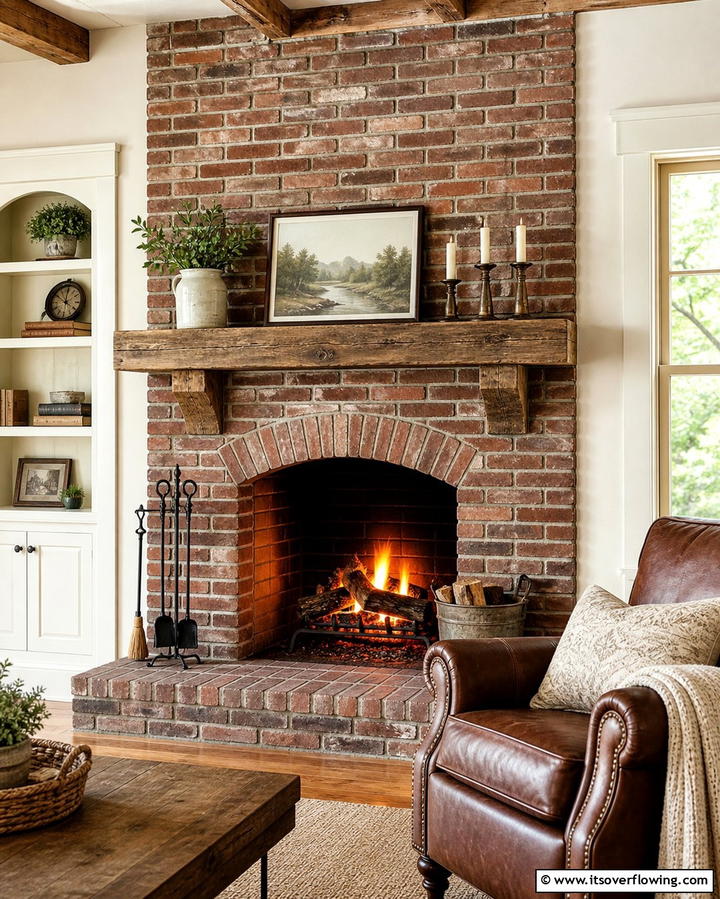 Rustic Brick CharmExact - 25 Fireplace Backsplash Ideas for a Stunning Focal Point