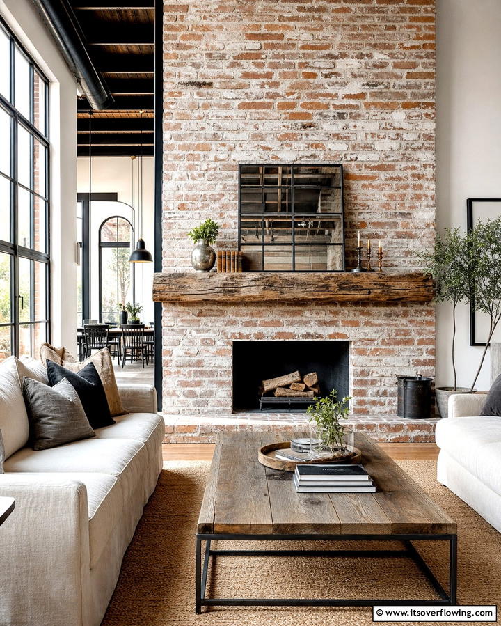 Rustic Brick CharmOne - 25 Fireplace Backsplash Ideas for a Stunning Focal Point