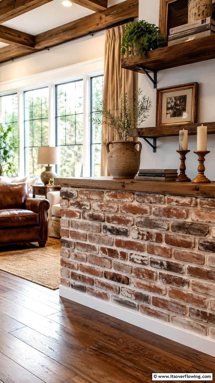 Rustic Brick Detail - 30 Half Wall Ideas- Modern Room Dividers & Design Tricks