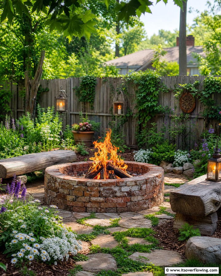 Rustic Brick Fire Pit - 25 Creative Brick Fire Pit Ideas for Your Backyard