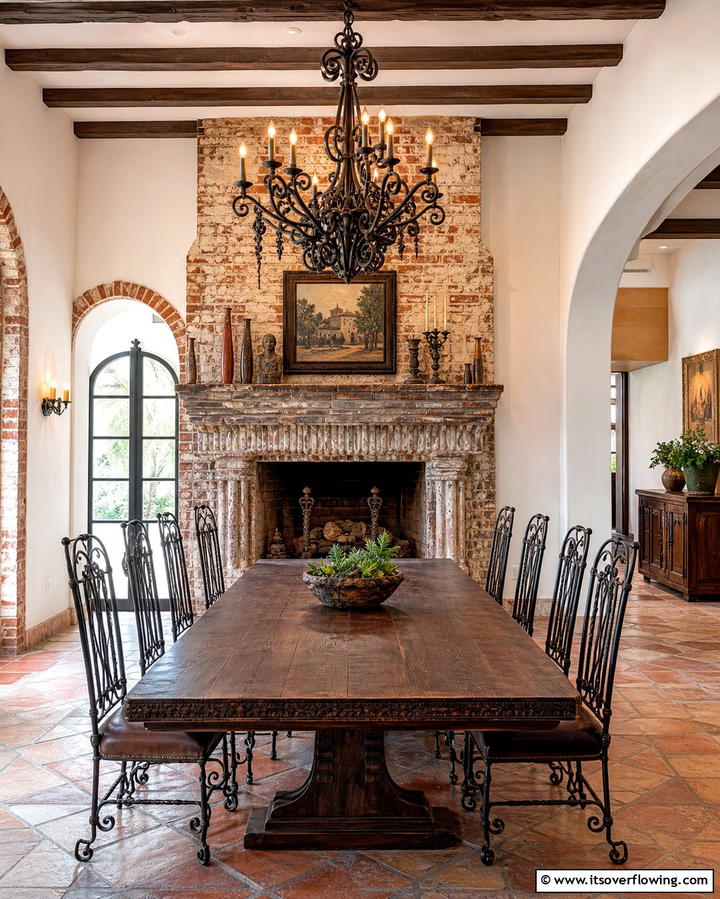 Rustic Brick Fireplace - 25 Spanish Style Fireplace Ideas for Cozy Living Spaces