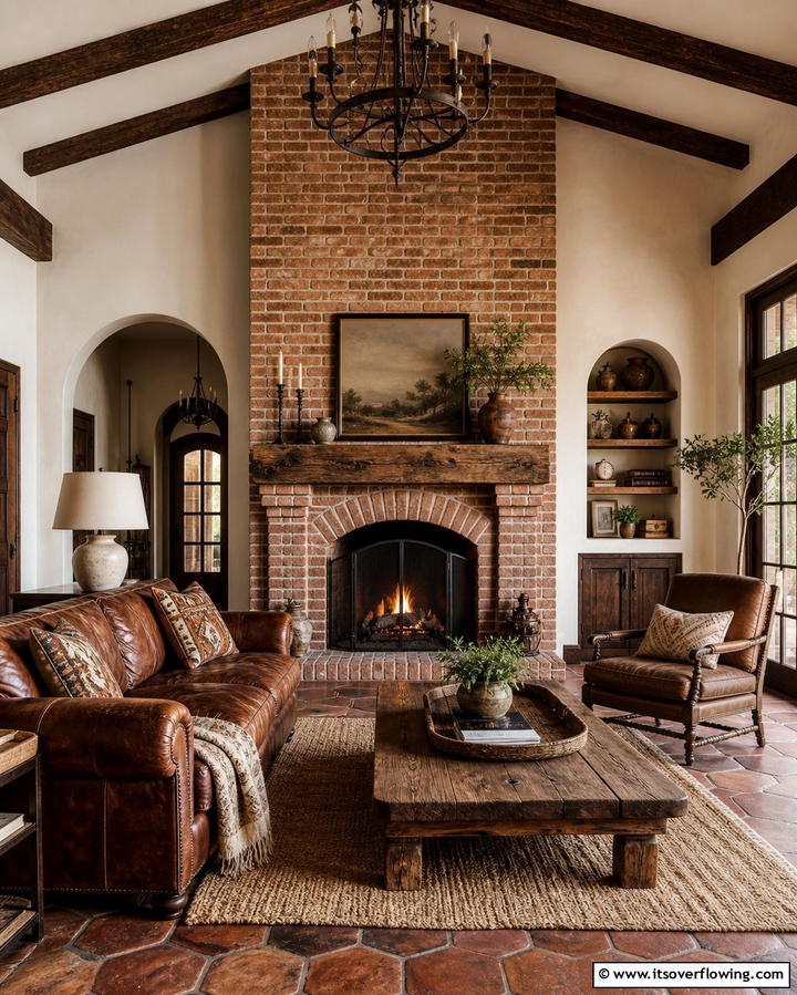 Rustic Brick Spanish Fireplace - 25 Spanish Style Fireplace Ideas for Cozy Living Spaces