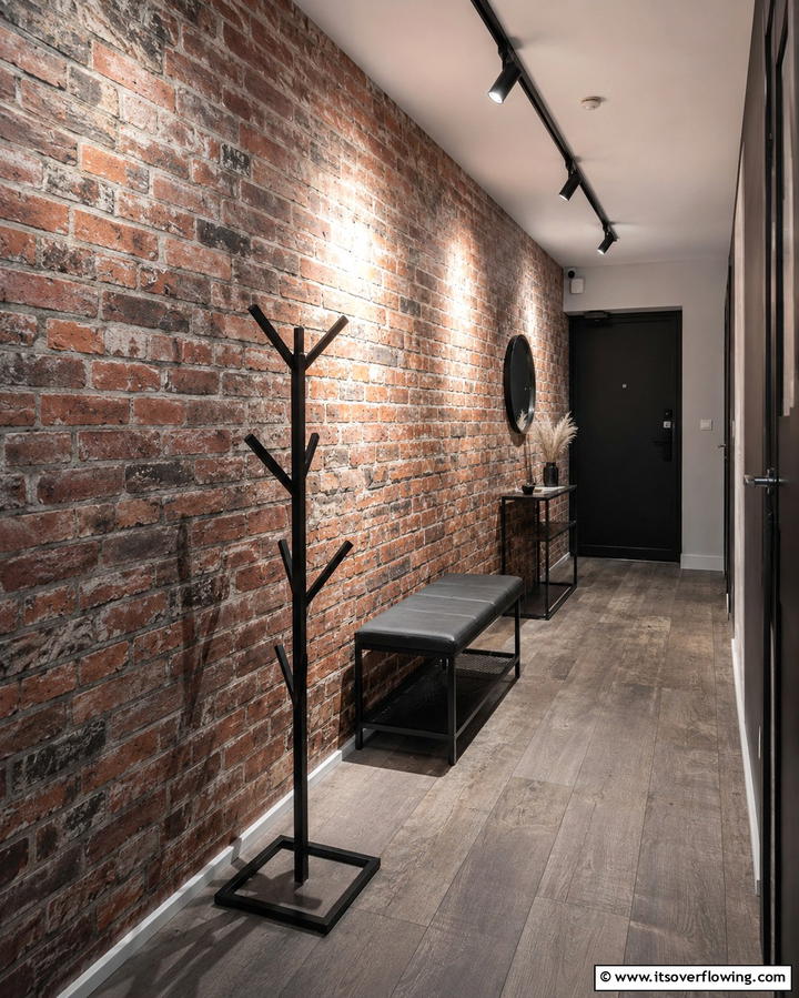 Rustic Brick Texture for an Urban Appeal - 30 Hallway Wallpaper Ideas for a Striking Entryway
