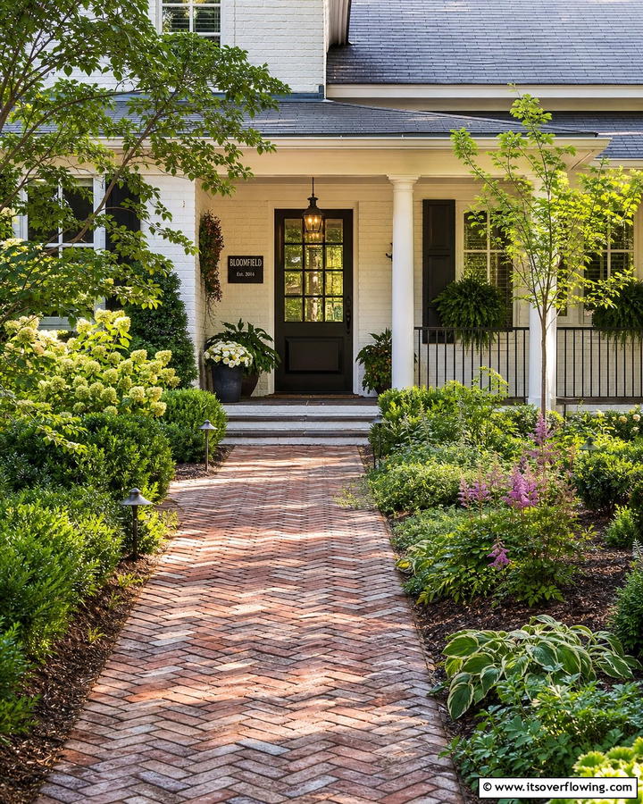 Rustic Brick Walkway Entrance - 25 Brick Porch Ideas for a Charming Entrance