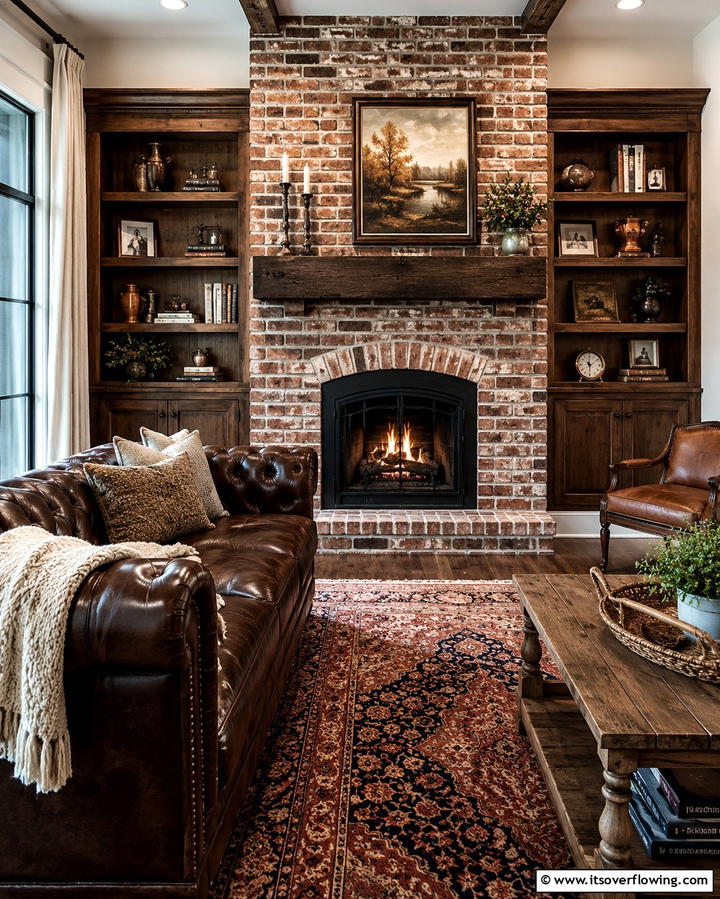 Rustic Brickwork - 25 Fireplace Accent Wall Ideas for a Stunning Focal Point