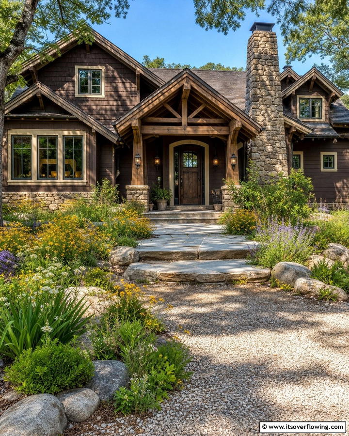 Rustic Brown Appeal - 21 Exterior House Color Schemes for Curb Appeal