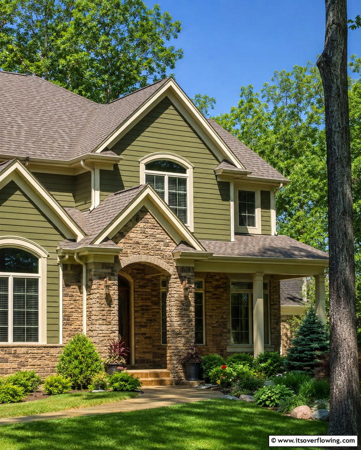 Rustic Brown Brick with Beige Vinyl Siding - 25 Vinyl Siding and Brick Combinations for Curb Appeal