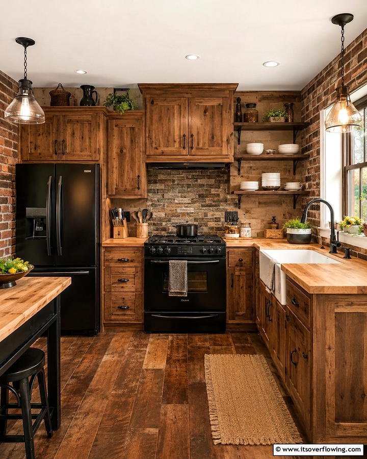 Rustic Brown Cabinets - 20 What Color Cabinets Go With Black Appliances