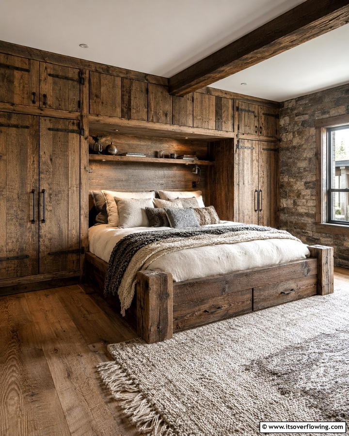 Rustic Built in Wardrobe - 30 Space-Saving Built-In Wardrobe Ideas Around Your Bed