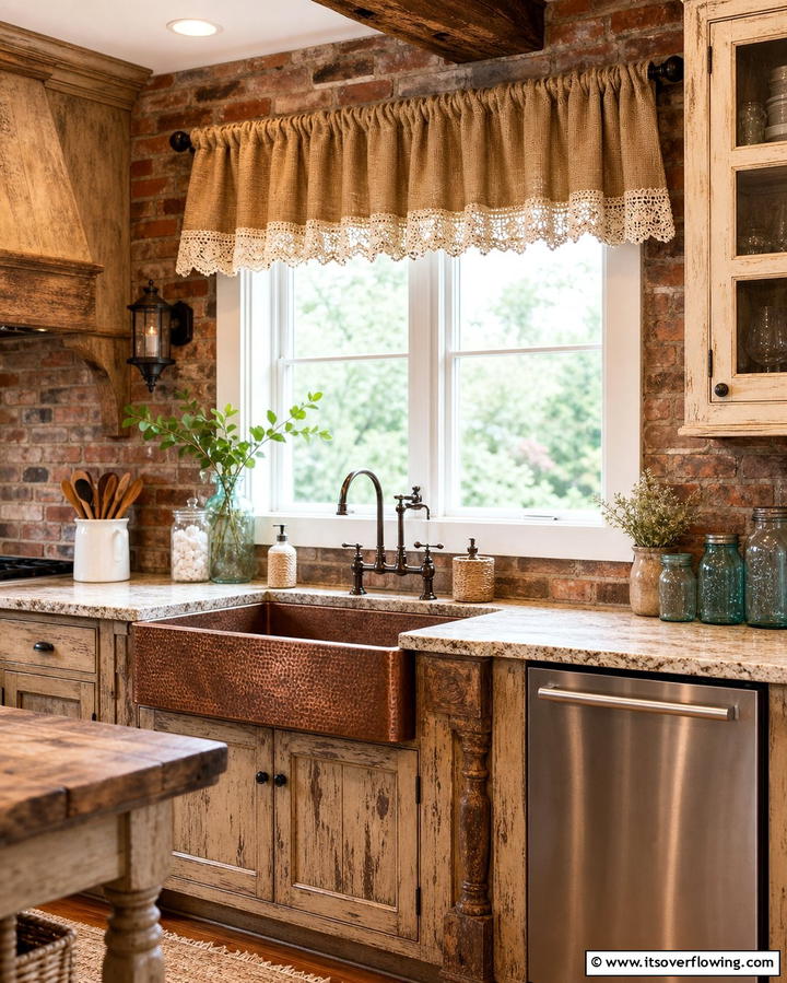 Rustic Burlap Valances - 25 Kitchen Valance Ideas to Add Style and Privacy