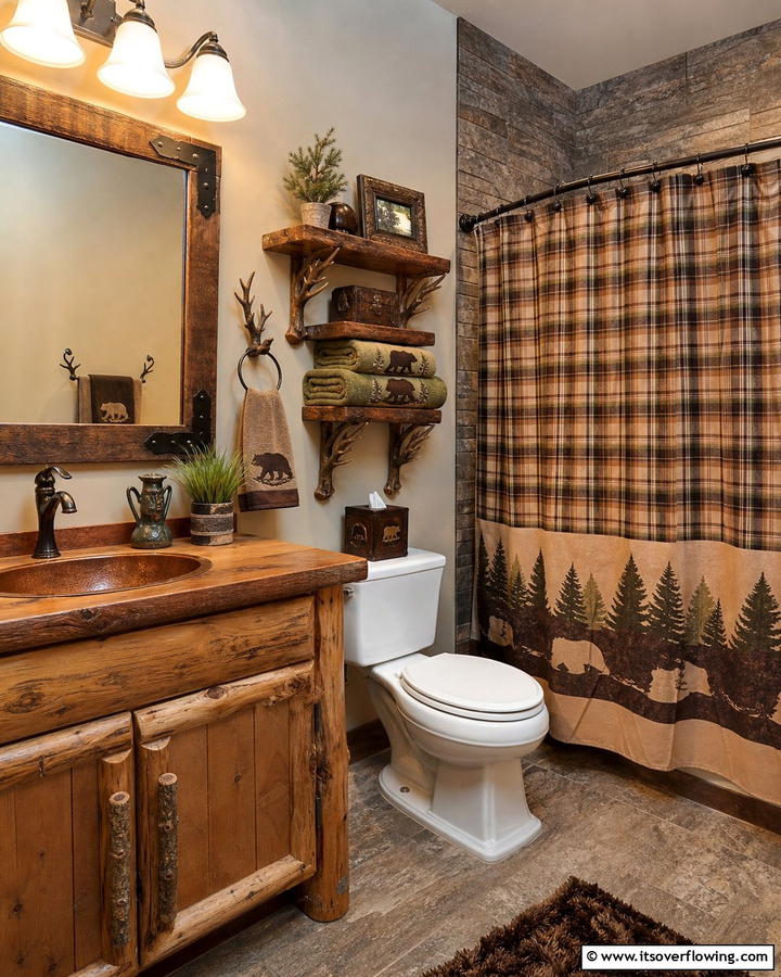 Rustic Cabin Bathroom - 25 Boy Bathroom Ideas for a Fun and Functional Space