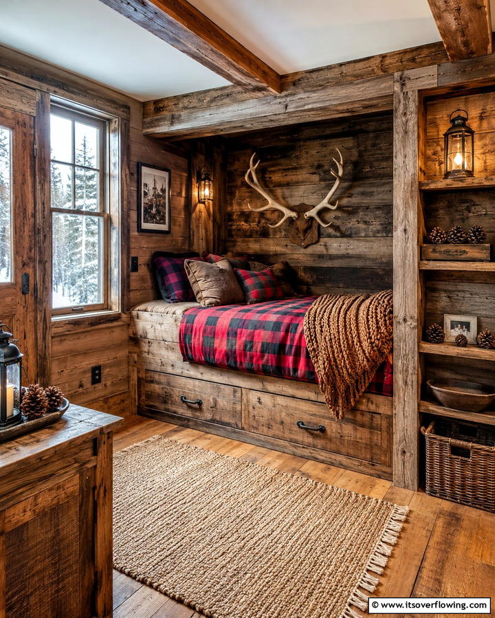 Rustic Cabin Inspired Nook - 25 Cozy Bed Nook Ideas for a Perfect Reading Spot