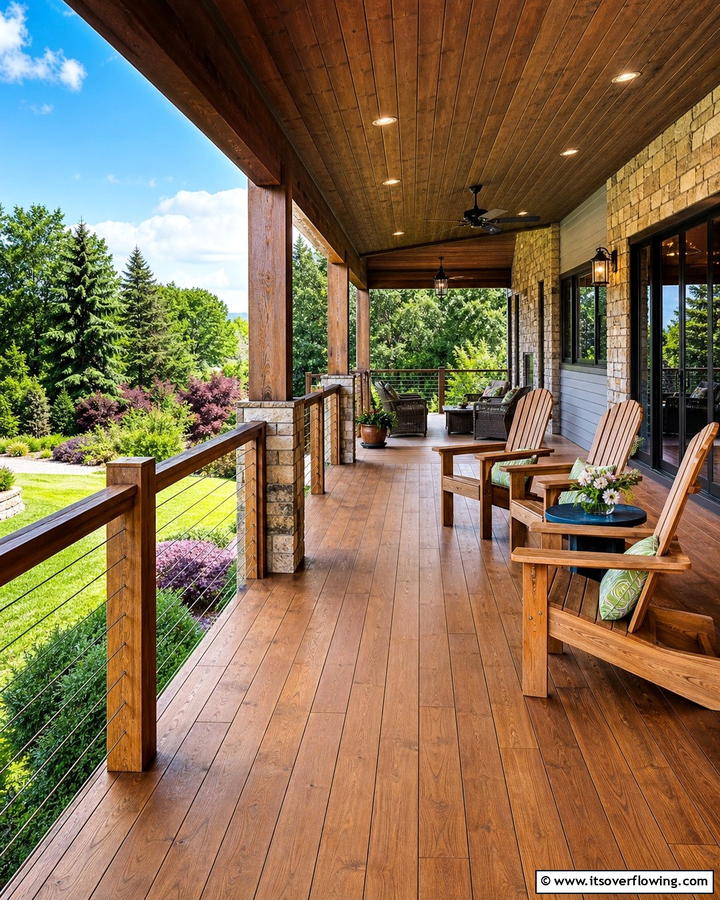 Rustic Cable Railings - 30 Rustic Front Porch Ideas for a Welcoming Entryway
