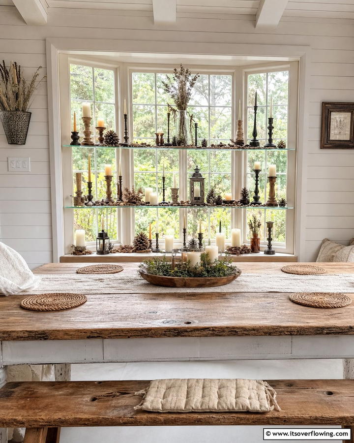 Rustic Candle Display - 20 Garden Window Ideas to Brighten Your Indoor Space