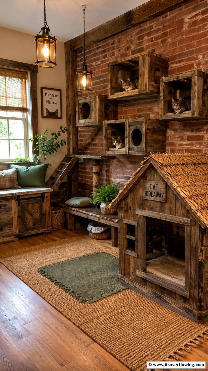 Rustic Cat Hideaway - 30 Cat Room Ideas- Create a Purr-fect Space for Your Feline