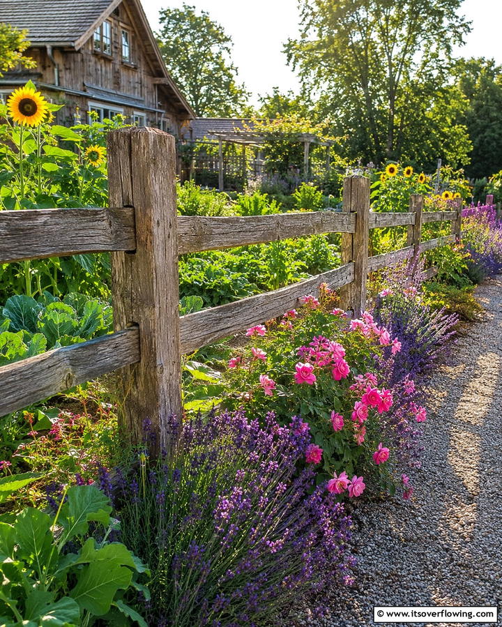 Rustic Cedar Garden Fence - 30 Durable Cedar Fence Ideas to Enhance Privacy and Style