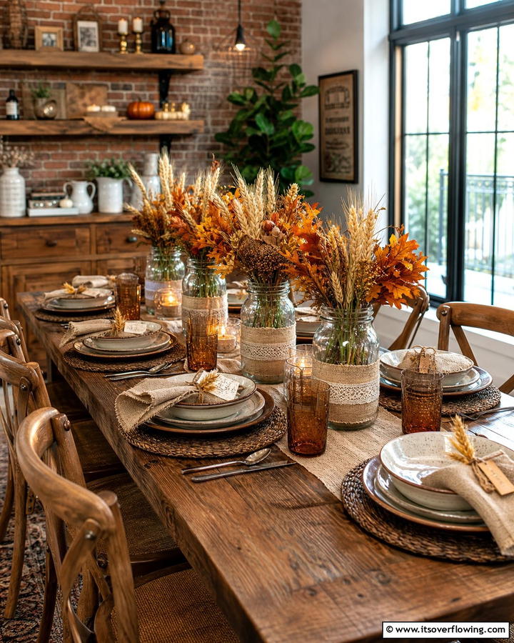 Rustic Centerpiece Charm - 21 Festive Thanksgiving Table Decor Ideas for Family Gatherings