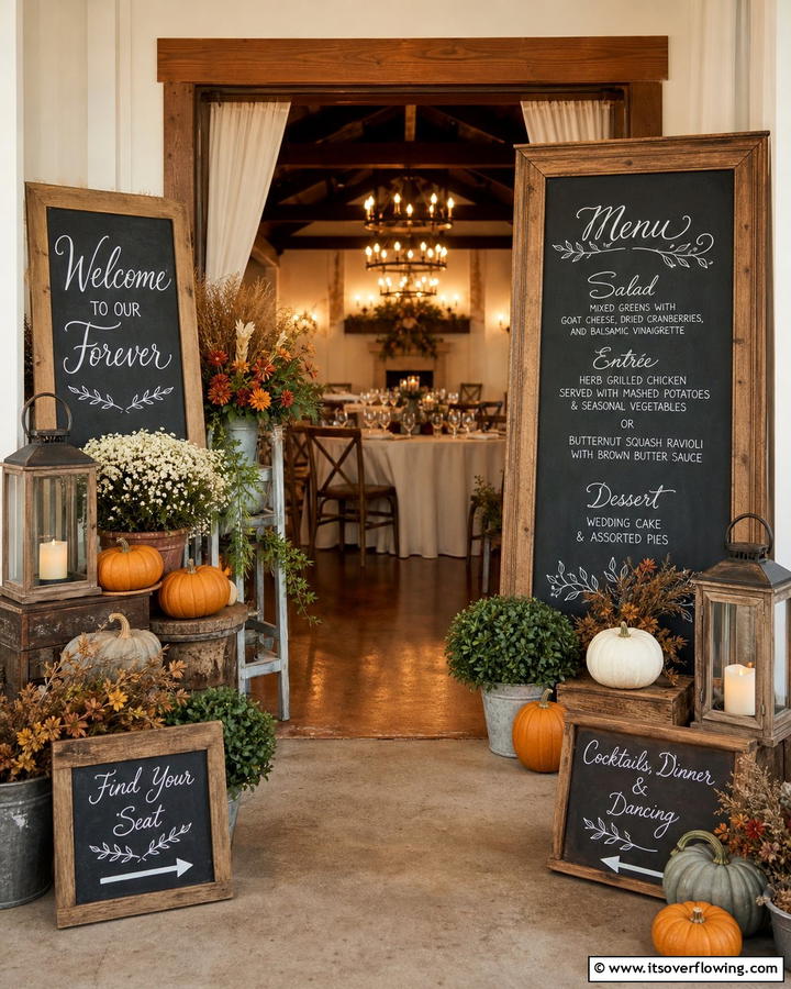 Rustic Chalkboard Signs - 21 Fall Wedding Décor Ideas for a Seasonal Celebration