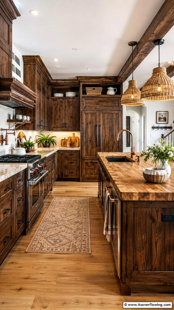 Rustic Charm - 30 Dark Wood Kitchen Cabinet Designs for Classic Style
