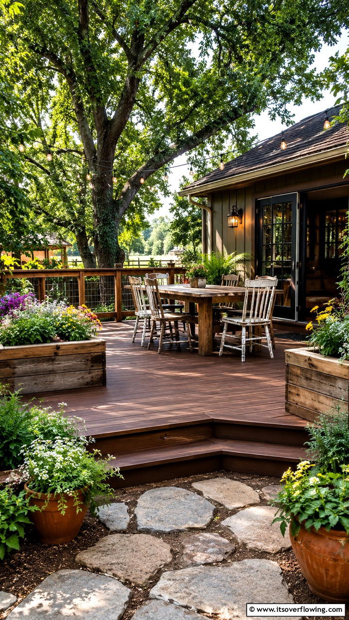 Rustic Charm Composite Deck - 30 Composite Deck Ideas- Stylish and Durable Outdoor Designs