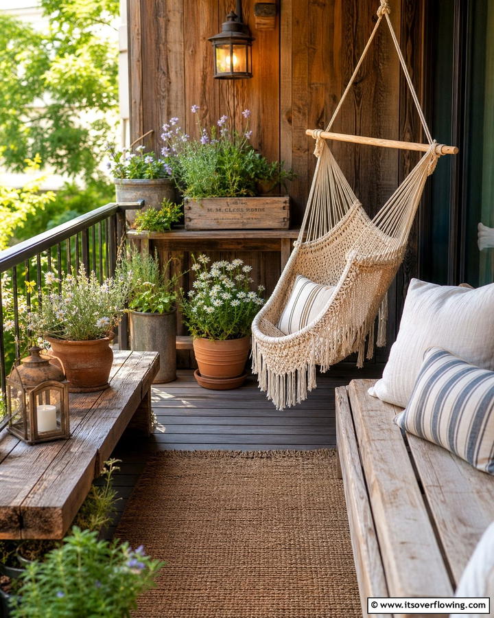 Rustic Charm Corner - 21 Small Balcony Decor Ideas for Cozy Outdoor Retreats