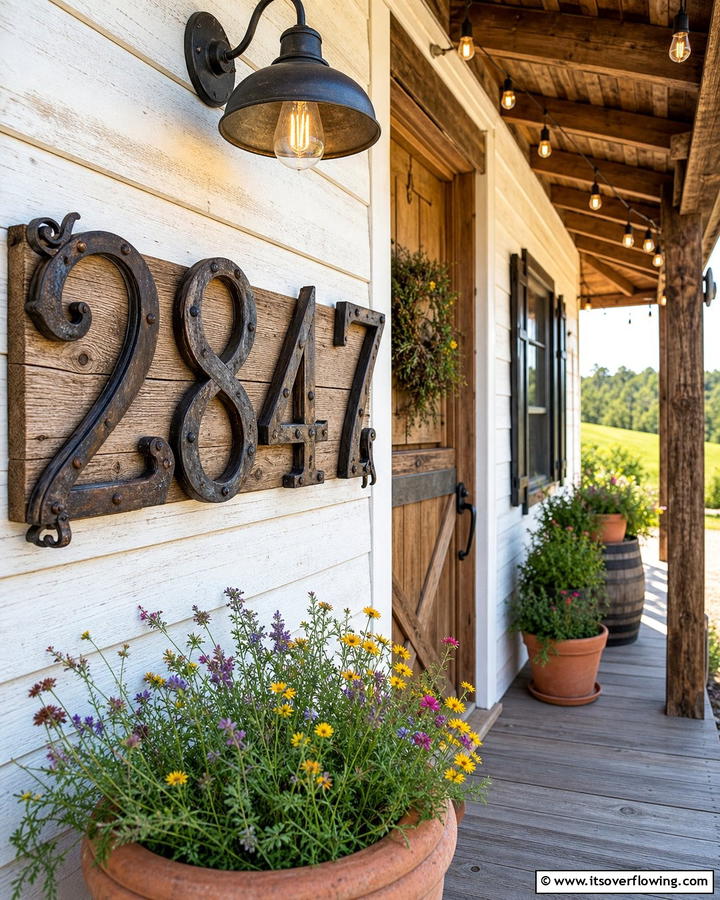Rustic Charm House Numbers - 21 House Number Ideas to Boost Curb Appeal Creatively