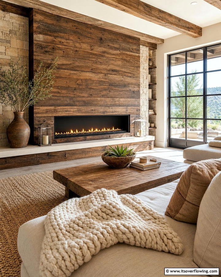 Rustic Charm Linear Fireplace - 30 Linear Fireplace Ideas for Modern Home Heating