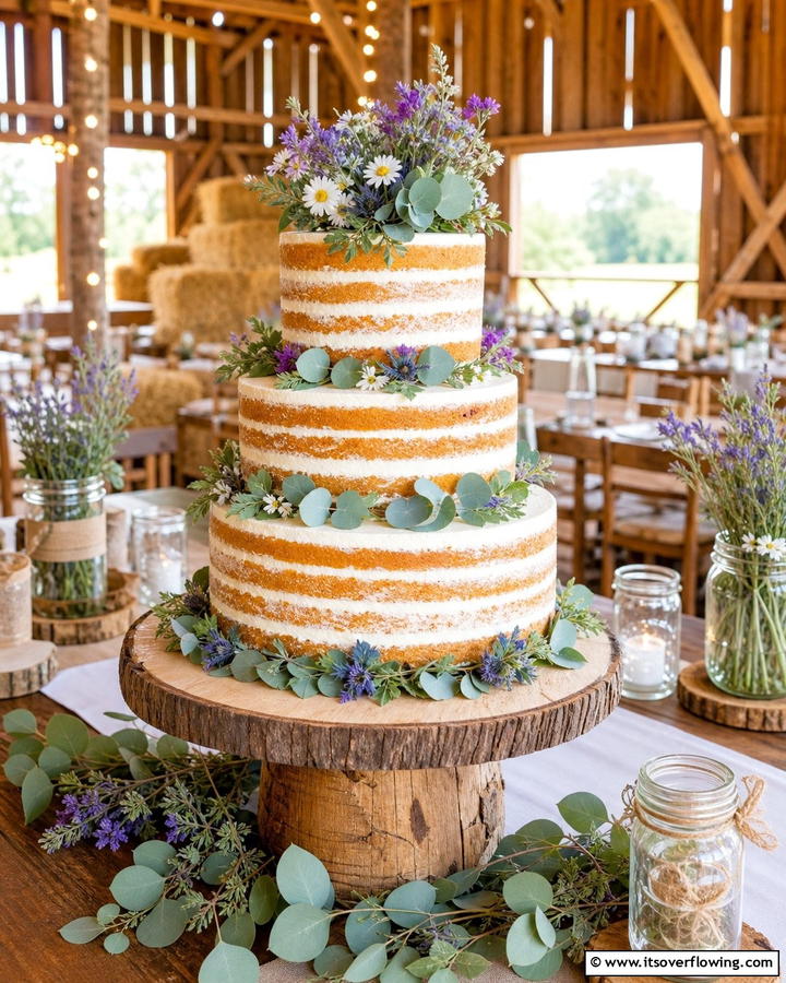 Rustic Charm Naked Cake - 21 Naked Wedding Cake Ideas for Minimalist Elegance