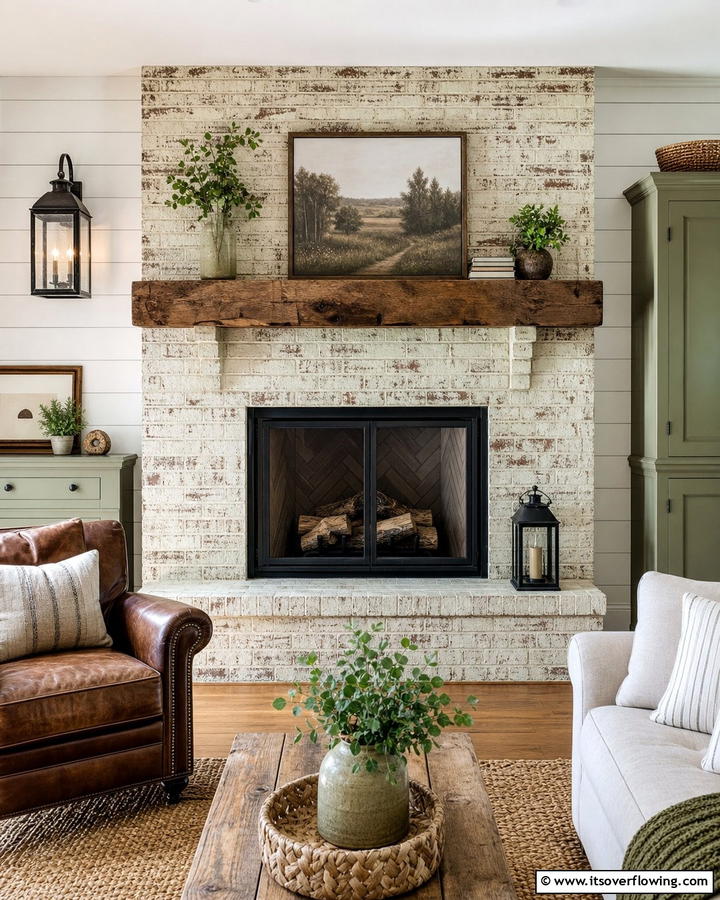 Rustic Charm Redefined - 21 Painted Brick Fireplace Makeovers for Modern Interiors