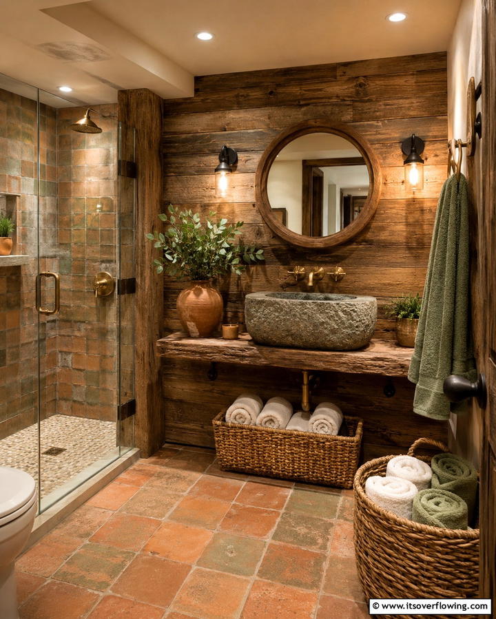 Rustic Charm Retreat - 30 Basement Bathroom Ideas for Small and Functional Spaces
