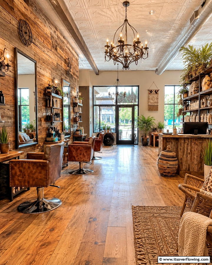 Rustic Charm Salon - 30 Salon Interior Design Ideas for a Chic Beauty Space