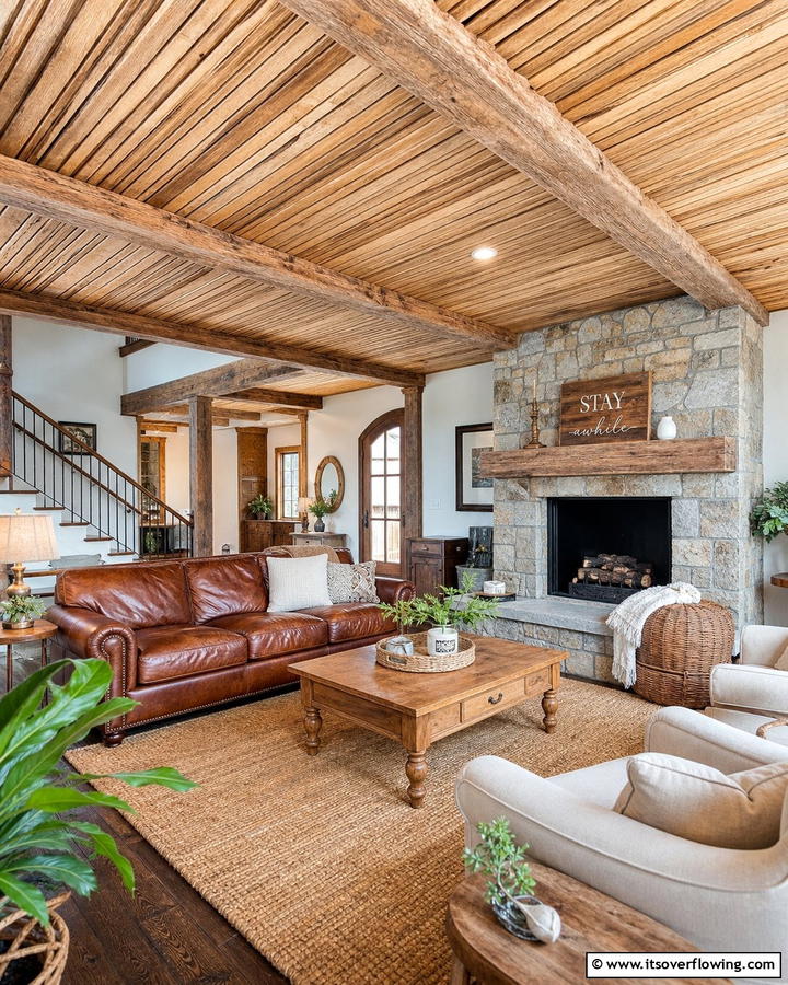 Rustic Charm Wood Slat Ceiling - 30 Wood Slat Ceiling Ideas for Textured Modern Interiors