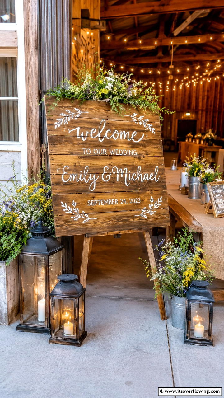 Rustic Charm Wooden Sign - 21 Wedding Welcome Sign Ideas to Greet Guests in Style