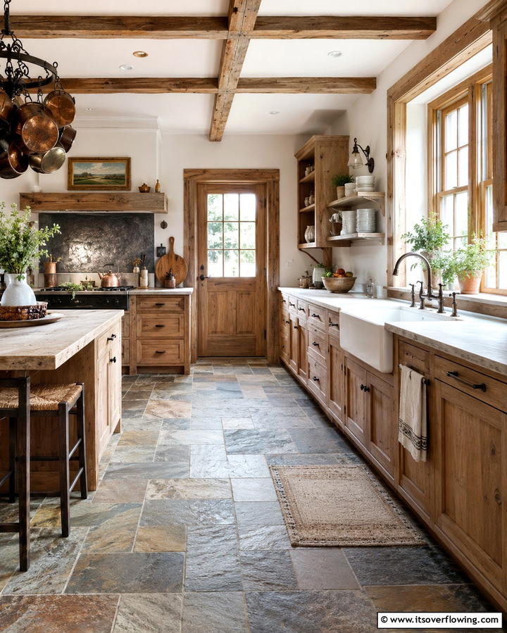 Rustic Charm in Farmhouse Kitchens - 25 Kitchens With Slate Floors for a Durable and Stylish Look