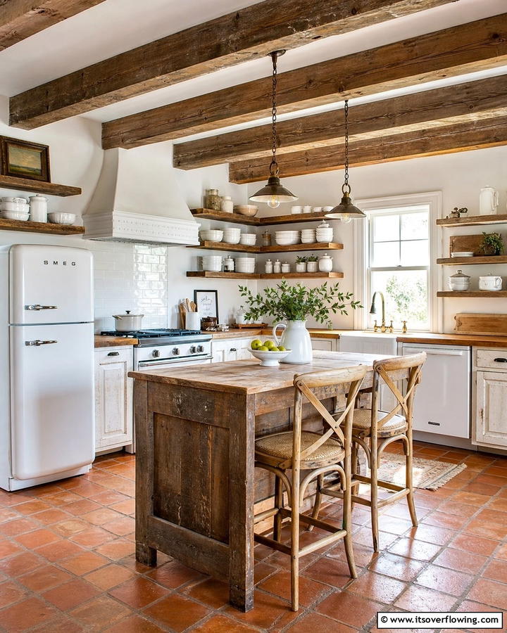 Rustic Charm in a White Kitchen - 21 Kitchen Ideas with White Appliances for a Clean Look