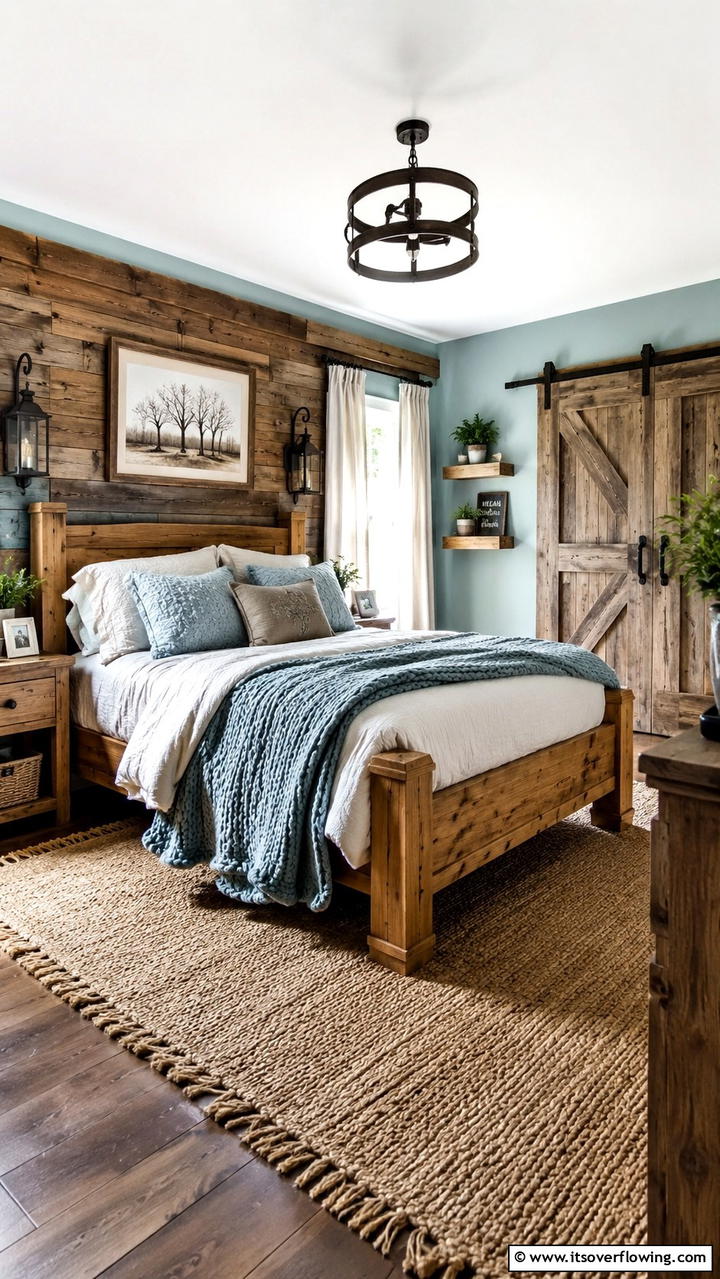 Rustic Charm with Blue Accents - 30 Duck Egg Blue Bedroom Ideas for Serene Spaces