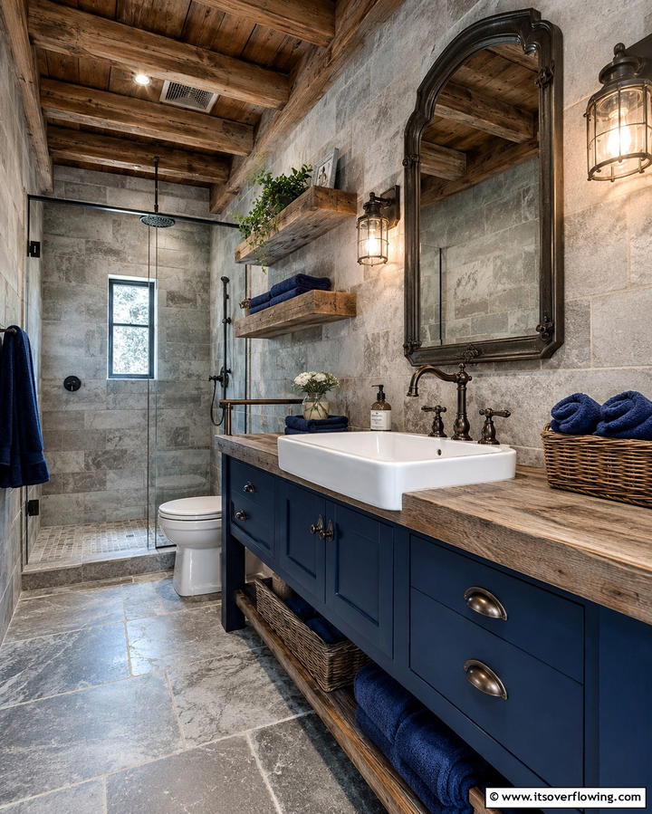 Rustic Charm with Blue and Gray - 25 Blue and Gray Bathroom Ideas for a Modern Look