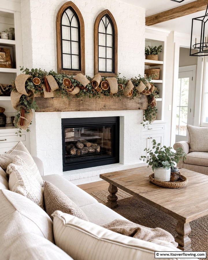 Rustic Charm with Burlap - 25 Mantel Garland Ideas for a Festive Home Decor