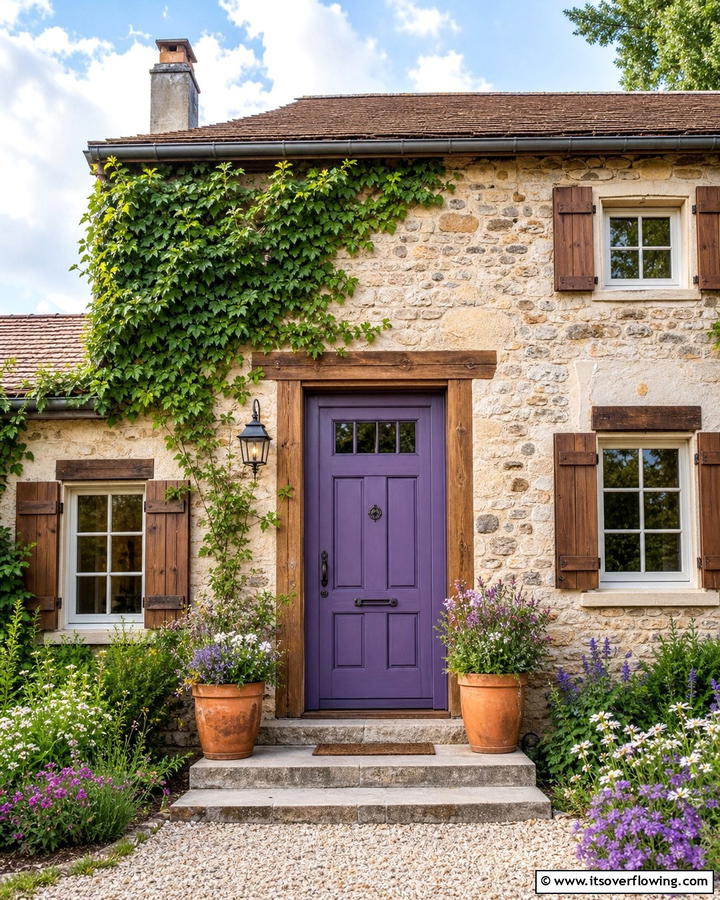 Rustic Charm with Dark Lavender - 20 Dark Purple Front Door Ideas for a Bold Entrance