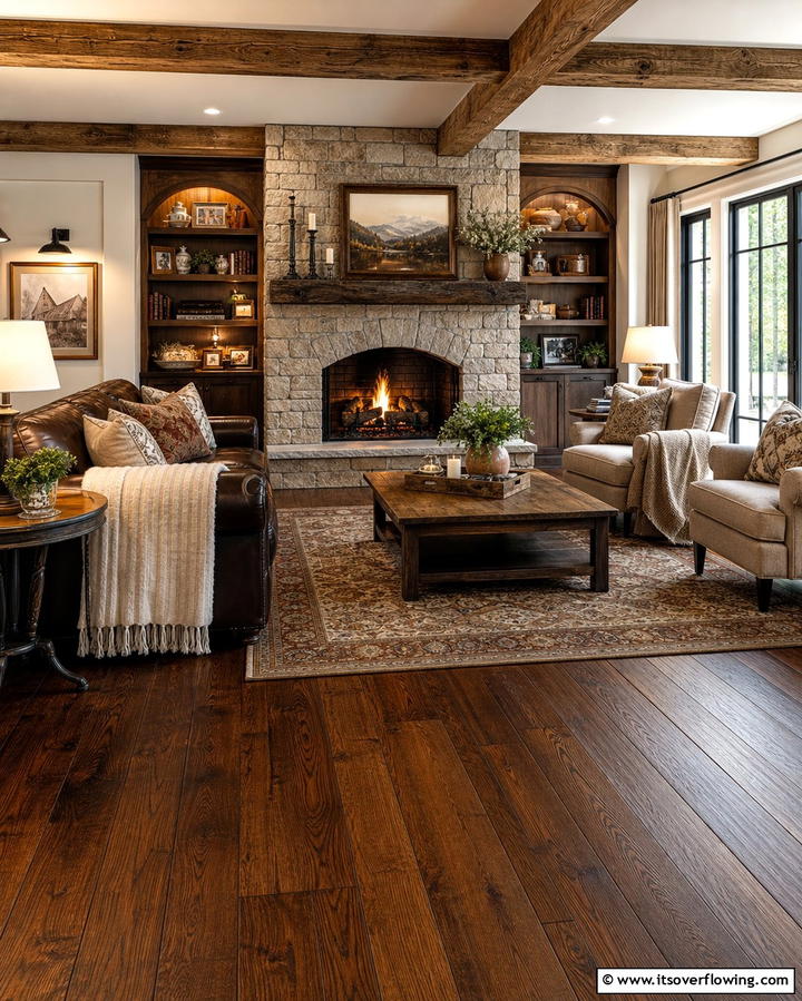 Rustic Charm with Dark Walnut Floors - 25 Dark Walnut Floors for Rooms with Timeless Appeal