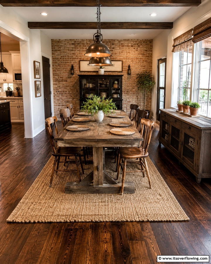 Rustic Charm with Dark Wood Floors - 25 Dark Wood Floor Dining Room Ideas for a Classic Look