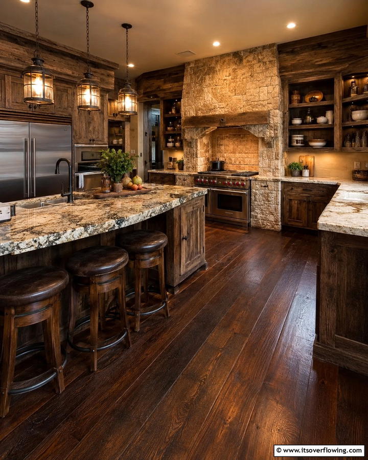 Rustic Charm with Dark Wood FloorsOne - 25 Kitchen With Dark Wood Floors Ideas for Elegance