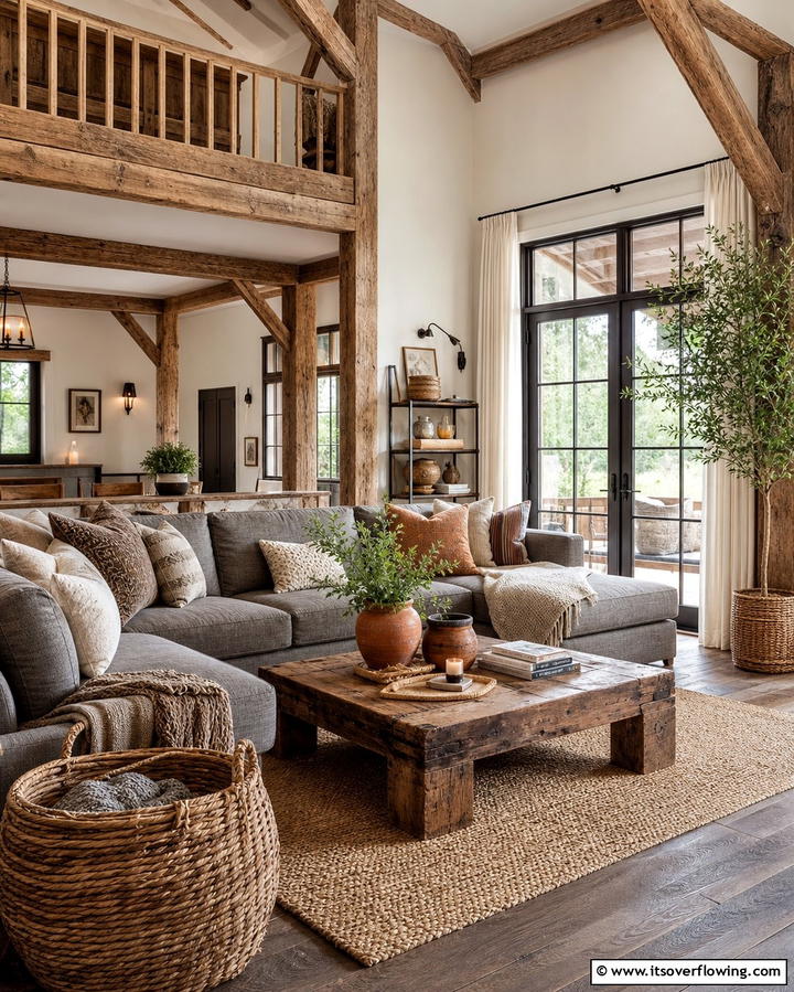 Rustic Charm with Grey - 25 Grey Sectional Living Room Ideas for Modern Homes